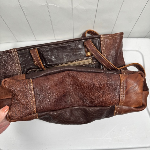 Myra Bag Cotton Carve/Leather Shoulder Bag Brown Western Boho Fashion Sq. Purse - Picture 5 of 12